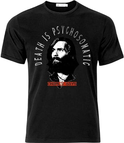 Charles Manson Charlie Says Men's T Shirt Black Hemden(Large) von WWX9NLEE