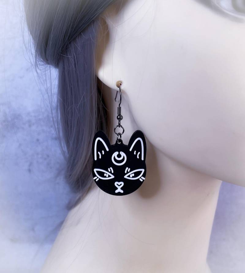 Mond Katze Baumeln Alternative 3D Gedruckte Ohrringe Juwelen Goth Gothic Mond Katze Baumeln Alternative 3D Gedruckte Ohrringe Juwelen Goth Gothic von WWonderlanddolls