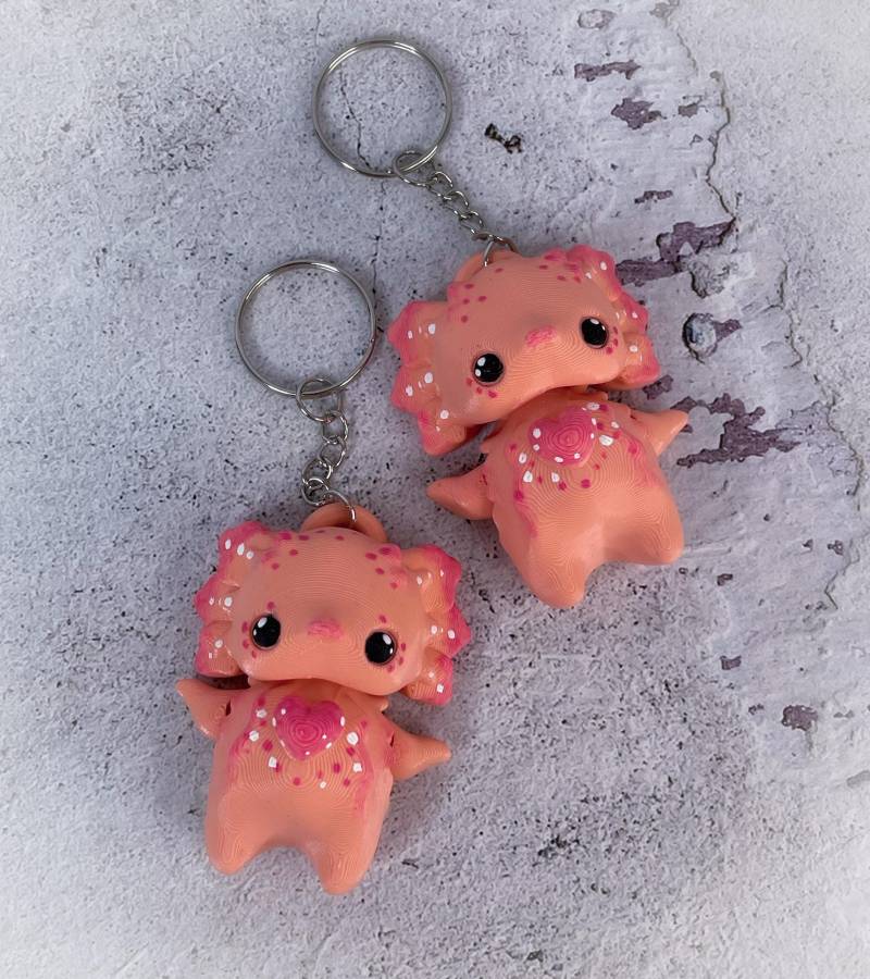 Schlüsselanhänger Axolotl Pixie Goblin Flexi 3D Gedruckt Rosa Gelenkig Schlüsselanhänger Axolotl Pixie Goblin Flexi 3D Gedruckt Rosa Gelenkig von WWonderlanddolls