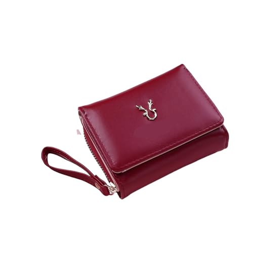 WXBCDS Geldbörse Damen Damen Kleine Brieftasche Weibliche Karte Halter Kurze Brieftaschen Mit Geldbörse for Frau Damen Kupplung(Red) von WXBCDS