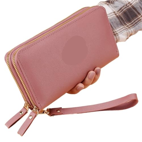 WXBCDS Geldbörse Damen Lange Damen Geldbörse Damen Geldbörsen Geldbörse Geldbörsen Doppel-Reißverschluss Clutch Geld Telefon Tasche(B-Dark pink) von WXBCDS