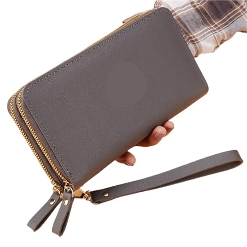 WXBCDS Geldbörse Damen Lange Damen Geldbörse Damen Geldbörsen Geldbörse Geldbörsen Doppel-Reißverschluss Clutch Geld Telefon Tasche(B-Gray) von WXBCDS