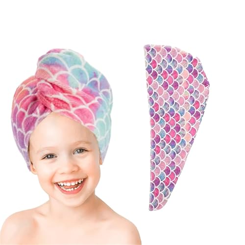 WXBCDS Handtuch Für Haare 1 Stück Kinder-Haarhaube for Trocknen, weiches, saugfähiges Mikrofaser-Haartuch, Badezimmer(Pink) von WXBCDS