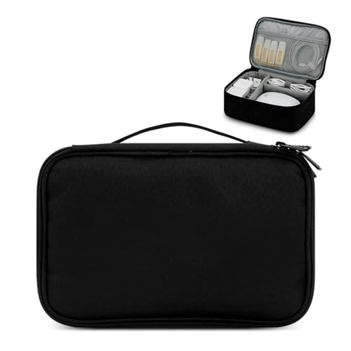 WXBCDS Reise Elektronik Organizer Multifunktionale Digitale Aufbewahrungstasche, Ladegerät, Netzteil, Datenkabel, Ladeschatz, Schutztasche, Organizer-Box(Black,Eva portablesingle) von WXBCDS