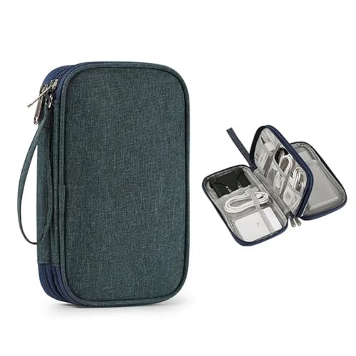 WXBCDS Reise Elektronik Organizer Reiseveranstalter, Tragetasche for Elektronikzubehör, tragbar, wasserdicht, doppellagig, All-in-One-Aufbewahrungstaschen for Kabel(Large deep Blue) von WXBCDS