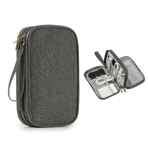 WXBCDS Reise Elektronik Organizer Reiseveranstalter, Tragetasche for Elektronikzubehör, tragbar, wasserdicht, doppellagig, All-in-One-Aufbewahrungstaschen for Kabel(Large deep Grey) von WXBCDS