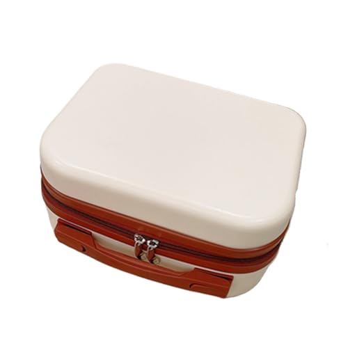 WXBCDS Reisekoffer Gepäck Weibliche 14 Zoll Koffer Frauen Kosmetik Fall Mini Tragbare Boarding Fall Kleine Reise Business Tasche Make-Up Lagerung Box(Ivory) von WXBCDS
