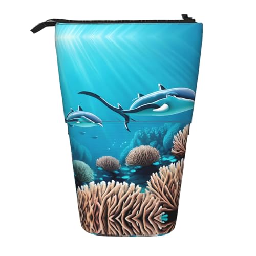 Tiefsee-Wal-Bleistift, Teleskop-Bleistift, einziehbar, tragbare Make-up-Tasche und Schreibwaren-Aufbewahrungsbox, geeignet für Büroumgebungen von WXCJWD