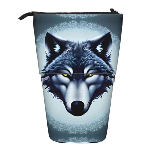 WXCJWD Fierce Wolf Head Bleistift Teleskopisch einziehbar Bleistift Tragbare Make-up-Tasche und Schreibwaren Aufbewahrungsbox geeignet für Büroumgebungen von WXCJWD