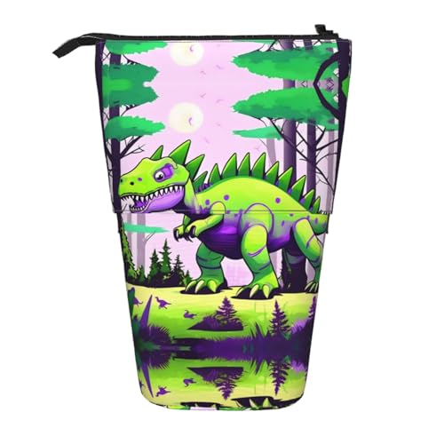 WXCJWD Grüner Dinosaurier-Bleistift, ausziehbar, tragbar, Make-up-Tasche und Schreibwaren-Aufbewahrungsbox, geeignet für Büroumgebungen von WXCJWD