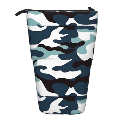 WXCJWD Marine Camouflage Bleistift Teleskopisch einziehbar Bleistift Tragbare Make-up-Tasche und Schreibwaren Aufbewahrungsbox geeignet für Büroumgebungen von WXCJWD