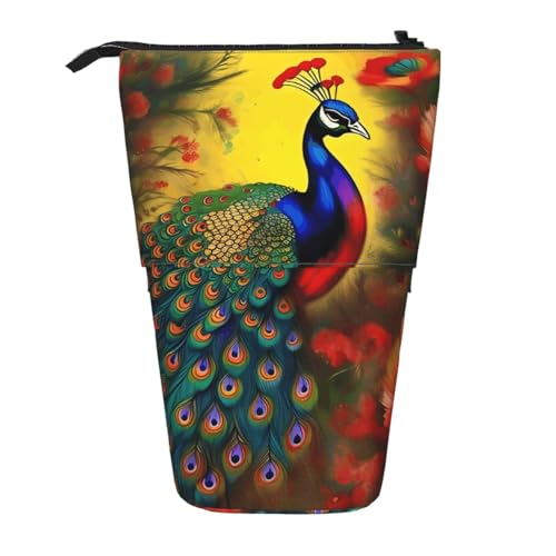 WXCJWD Pfauenblumen, Teleskop-Bleistift, einziehbar, tragbare Make-up-Tasche und Schreibwaren-Aufbewahrungsbox, geeignet für Büroumgebungen von WXCJWD