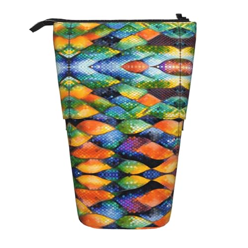 WXCJWD Regenbogenfischschuppenstift, ausziehbar, tragbar, Make-up-Tasche und Schreibwaren-Aufbewahrungsbox, geeignet für Büroumgebungen von WXCJWD