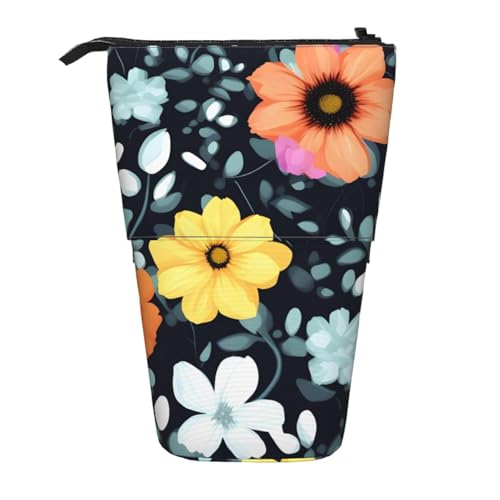 WXCJWD Schöne bunte Blumen Bleistift Teleskop einziehbar Bleistift Tragbare Make-up-Tasche und Schreibwaren Aufbewahrungsbox geeignet für Büroumgebungen von WXCJWD