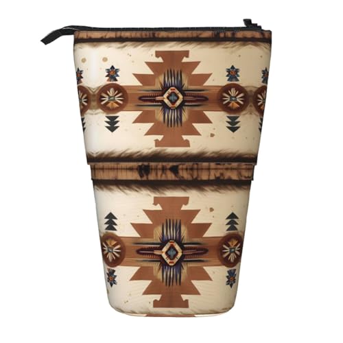 WXCJWD Teleskop-Bleistift mit Indianer-Muster, tragbare Make-up-Tasche und Aufbewahrungsbox für Schreibwaren, geeignet für Büroumgebungen von WXCJWD