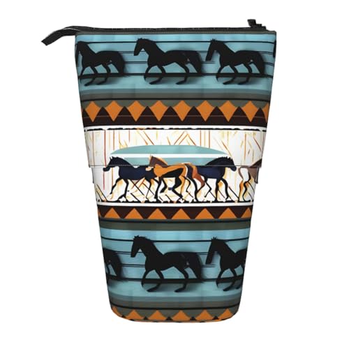 WXCJWD Teleskop-Bleistift mit Pferdestreifenmuster, einziehbar, tragbare Make-up-Tasche und Schreibwaren-Aufbewahrungsbox, geeignet für Büroumgebungen von WXCJWD