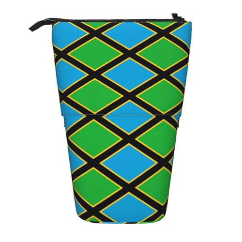 WXCJWD Teleskop-Bleistift mit Tansania-Flagge, einziehbar, tragbare Make-up-Tasche und Schreibwaren-Aufbewahrungsbox, geeignet für Büroumgebungen von WXCJWD