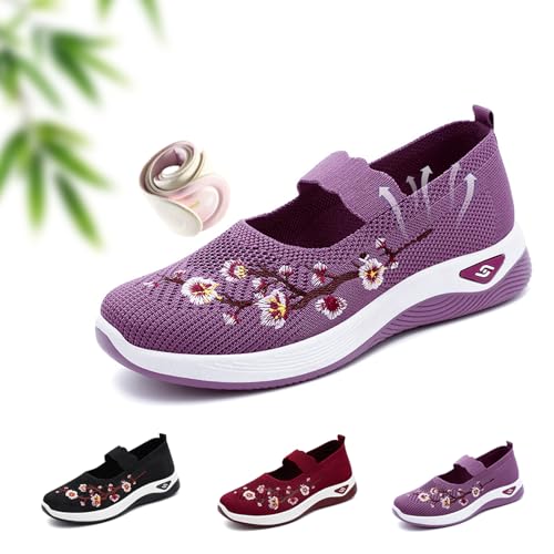 Damen Casual Atmungsaktive Slip On Orthopädische Wanderschuhe Sommer Bequem Rutschfest Weiche Unterseite Slip On Strick-Sneaker Leichte Plateau Loafer mit Fußgewölbeunterstützung, violett, 0 UK Damen Casual Atmungsaktive Slip On Orthopädische Wanderschuhe Sommer Bequem Rutschfest Weiche Unterseite Slip On Strick-Sneaker Leichte Plateau Loafer mit Fußgewölbeunterstützung, violett, 0 UK von WXDTW