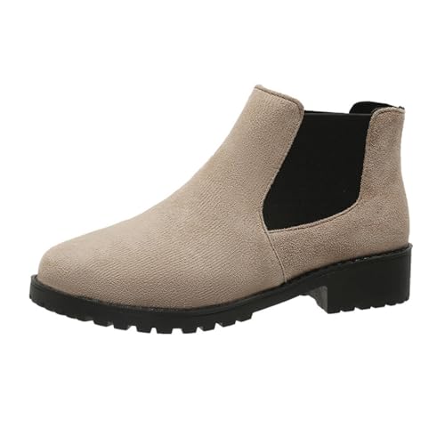 Damen Chunky Heel Stiefeletten Nicht-Silp Sohle Wildleder Chelsea Boots Bequeme Booties für Frauen Niedriger Absatz, beige, 37 EU Damen Chunky Heel Stiefeletten Nicht-Silp Sohle Wildleder Chelsea Boots Bequeme Booties für Frauen Niedriger Absatz, beige, 37 EU von WXDTW