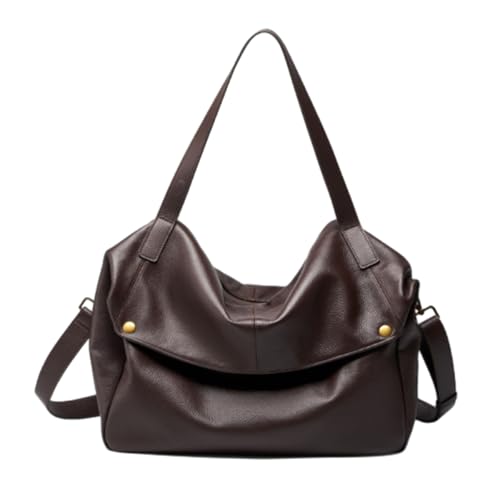 Damen Retro Echtleder Weich Minimalistisch Casual Tote Bag Große Leder Slouchy Tote Bag mit Reißverschluss für Frauen, coffee, 12.60 x 14.17 x 5.12 in Damen Retro Echtleder Weich Minimalistisch Casual Tote Bag Große Leder Slouchy Tote Bag mit Reißverschluss für Frauen, coffee, 12.60 x 14.17 x 5.12 in von WXDTW