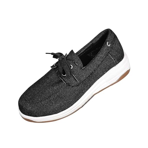 Damen-Sneaker mit dicker Sohle, lässig, Keilabsatz, orthopädische Sneaker, Schnürung, modisch, lässig, Segeltuch, Bootsschuh, leichte Wanderschuhe, Schwarz , 42.5 EU Damen-Sneaker mit dicker Sohle, lässig, Keilabsatz, orthopädische Sneaker, Schnürung, modisch, lässig, Segeltuch, Bootsschuh, leichte Wanderschuhe, Schwarz , 42.5 EU von WXDTW