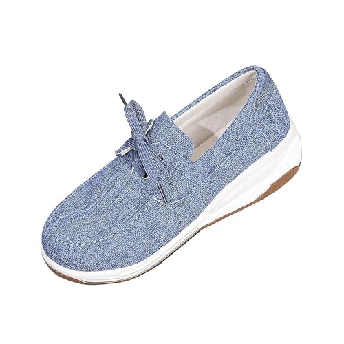 Damen-Sneaker mit dicker Sohle, lässig, Keilabsatz, orthopädische Sneaker, Schnürung, modisch, lässig, Segeltuch, Bootsschuh, leichte Wanderschuhe, blau, 42.5 EU Damen-Sneaker mit dicker Sohle, lässig, Keilabsatz, orthopädische Sneaker, Schnürung, modisch, lässig, Segeltuch, Bootsschuh, leichte Wanderschuhe, blau, 42.5 EU von WXDTW