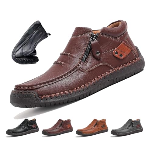 WXDTW Handgefertigte Premium-Leder-Schlupfstiefel für Herren, orthopädische Fußgewölbeunterstützung, seitlicher Reißverschluss, rot, 0 UK WXDTW Handgefertigte Premium-Leder-Schlupfstiefel für Herren, orthopädische Fußgewölbeunterstützung, seitlicher Reißverschluss, rot, 0 UK von WXDTW