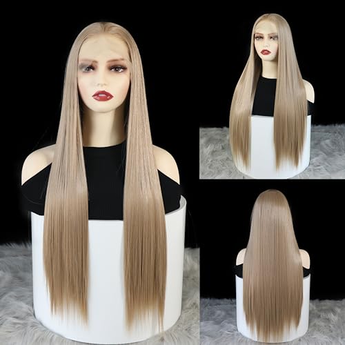 WXHWCX Lange blonde Kunsthaarperücke mit Spitzenansatz #103 Kanekalon, Kunsthaar, hitzebeständig, ohne Klebstoff, für Frauen WXHWCX Lange blonde Kunsthaarperücke mit Spitzenansatz #103 Kanekalon, Kunsthaar, hitzebeständig, ohne Klebstoff, für Frauen von WXHWCX