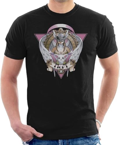 Light Gatomon Angewomon Digimon Men's T-Shirt Hemden(Large) von WXIANGW
