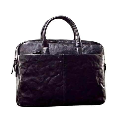 WXMMZCDB Herren Aktentaschen Handtaschen Echtleder Gepäck Tragetaschen Messenger Schultertaschen Laptoptaschen(Black) von WXMMZCDB