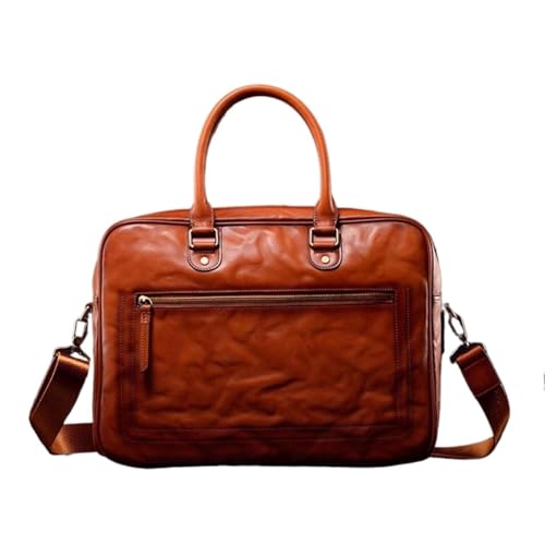 WXMMZCDB Herrenhandtaschen Aktentaschen Messenger-Schultertaschen Laptoptaschen Gepäcktragetaschen aus echtem Leder(Yellow) von WXMMZCDB