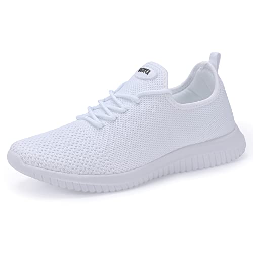 WXQ Herren Laufschuhe Bequem Leicht Atmungsaktiv Wanderschuhe Mesh Workout Freizeit Sportschuhe, Weiss/opulenter Garten, 41.5 EU von WXQ