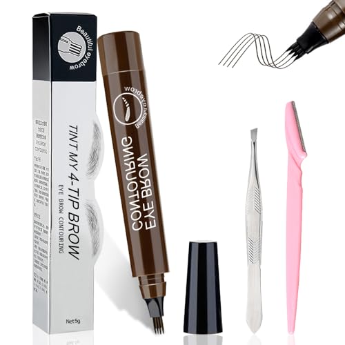 Augenbrauenstift Microblading Effekt,Wasserfester Augenbrauenstift Mit Micro Feiner Spitze Für Definierte Brauen,Langanhaltendes Make-Up Und Makelloses Make-Up Bei Jedem Wetter von WXSHUOYU