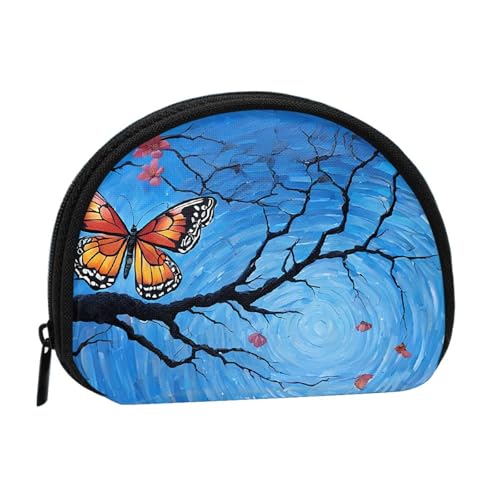 Art Blue Libellen-Print Münzbörse Mini Geldbörse für Frauen Mädchen Persönlichkeit Kleine Münztasche Shell Aufbewahrungstasche Clutch Wallets, Einheitsgröße, Casual, Schwarz , Einheitsgröße von WXWJSHMGC