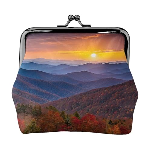 Blue Ridge Geldbörse mit Parkway-Motiv, bedruckt, für Damen und Herren, Leder, Kussschloss, kleine Tasche von WXWJSHMGC