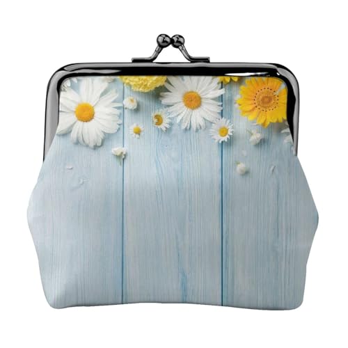 Elegante Geldbörse mit Frühlingsblumen-Druck, für Herren und Damen, Leder, Kussschloss, kleine Tasche, Münzbörse von WXWJSHMGC