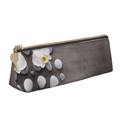 Federmäppchen aus Leder mit Blumenmotiv und Steindruck, personalisierbar, tragbar, großes Fassungsvermögen, für Mädchen und Jungen von WXWJSHMGC