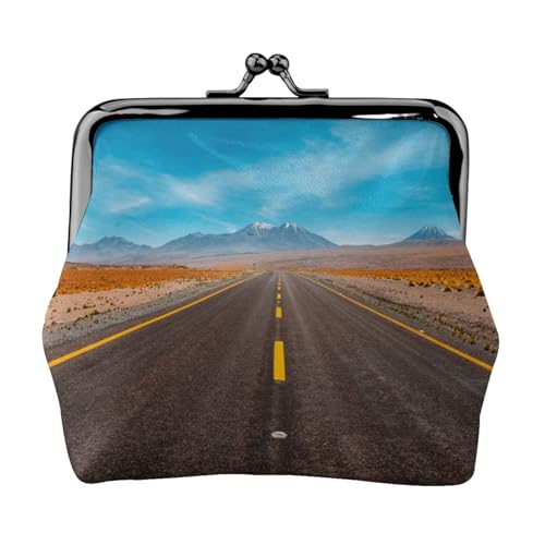 Freeway Highway Road in The Desert Print Print Coin Purse for Men Women Leather Kiss Lock Small Pouch Coin Wallet von WXWJSHMGC