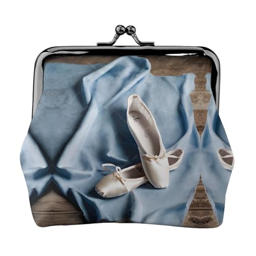 Geldbörse mit Ballettschuh-Druck, für Herren und Damen, Leder, Kussschloss, kleine Tasche von WXWJSHMGC