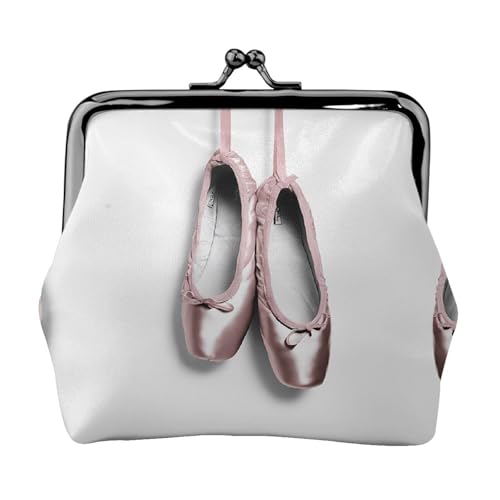 Geldbörse mit Ballettschuhen, bedruckt, für Herren und Damen, Leder, Kussschloss, kleine Tasche von WXWJSHMGC