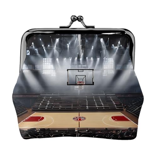 Geldbörse mit Basketball-Aufdruck, für Herren und Damen, Leder, Kussschloss, kleine Tasche von WXWJSHMGC