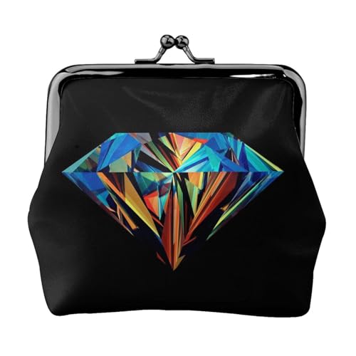 Geldbörse mit Galaxie-Diamant-Druck, für Herren und Damen, Leder, Kussschloss, kleine Tasche von WXWJSHMGC