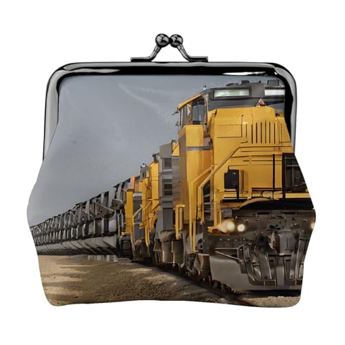 Geldbörse mit Güterzug-Aufdruck, für Herren und Damen, Leder, Kussschloss, kleine Tasche von WXWJSHMGC