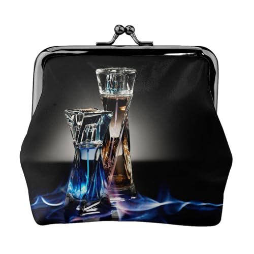 Geldbörse mit Parfümflaschen-Aufdruck, für Herren und Damen, Leder, Kussschloss, kleine Tasche von WXWJSHMGC