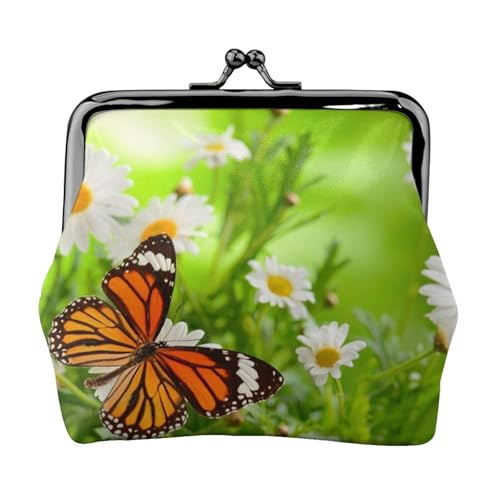 Geldbörse mit Schmetterlings-Aufdruck, für Damen und Herren, Leder, Kussschloss, kleine Tasche von WXWJSHMGC