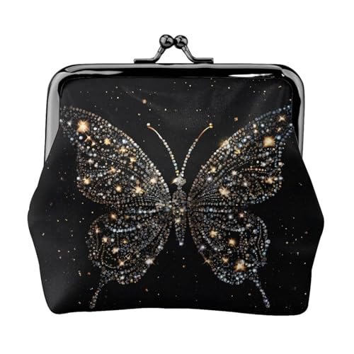 Geldbörse mit Strass-Schmetterlings-Aufdruck, für Herren und Damen, Leder, Kussschloss, kleine Tasche von WXWJSHMGC