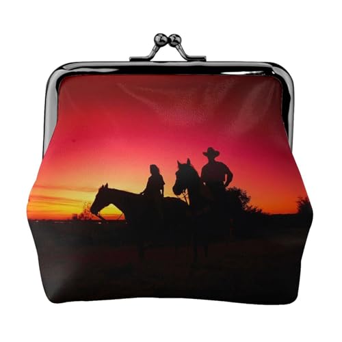 Geldbörse mit Texas-Cowboy-Druck, für Herren und Damen, Leder, Kussschloss, kleine Tasche von WXWJSHMGC