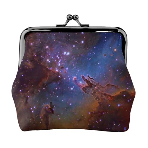 Geldbörse mit Weltraum-Galaxie-Druck, für Herren und Damen, Leder, Kussschloss, kleine Tasche von WXWJSHMGC
