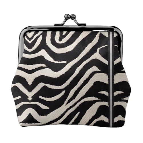 Geldbörse mit Zebra-Tierdruck, für Damen und Herren, Leder, Kussschloss, kleine Tasche von WXWJSHMGC