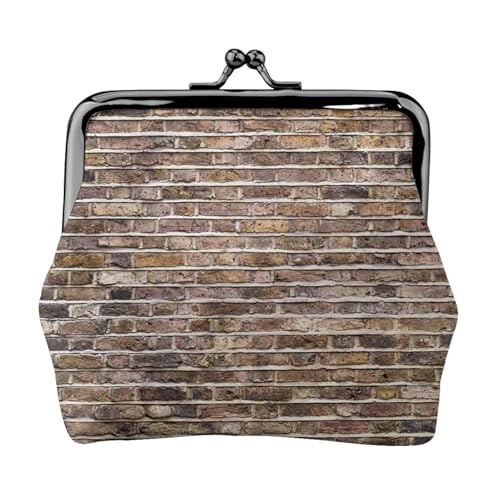 Geldbörse mit Ziegelstein-Druck, für Männer und Frauen, Leder, Kussschloss, kleine Tasche von WXWJSHMGC